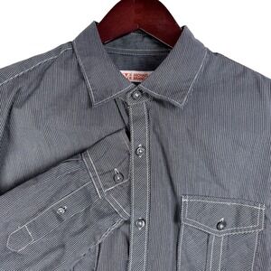 Michael Brandon Mens Gray Micro Stripe Long Sleeve Button Down Shirt Large L